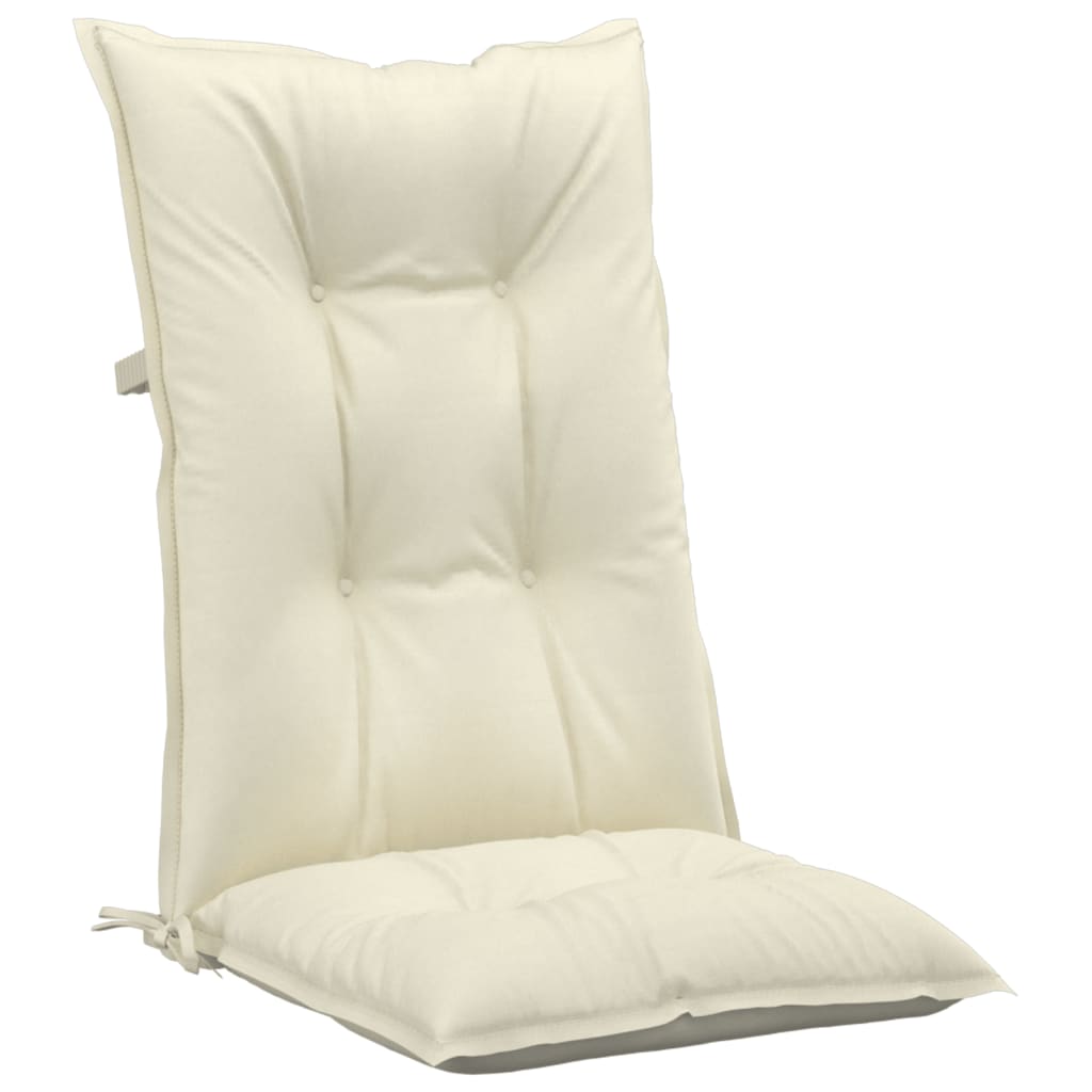 Garden Highback Chair Cushions 4 pcs Cream 120x50x7 cm Fabric