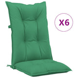 Garden Highback Chair Cushions 6 pcs Green 120x50x7 cm Fabric - Front View