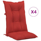 Garden Highback Chair Cushions 4 pcs Red 120x50x7 cm Fabric - Front View