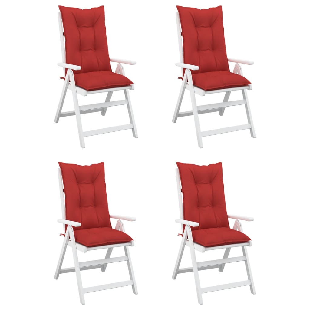 Garden Highback Chair Cushions 4 pcs Red 120x50x7 cm Fabric
