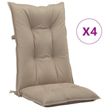 Garden Highback Chair Cushions 4 pcs Taupe 120x50x7 cm Fabric - Front View