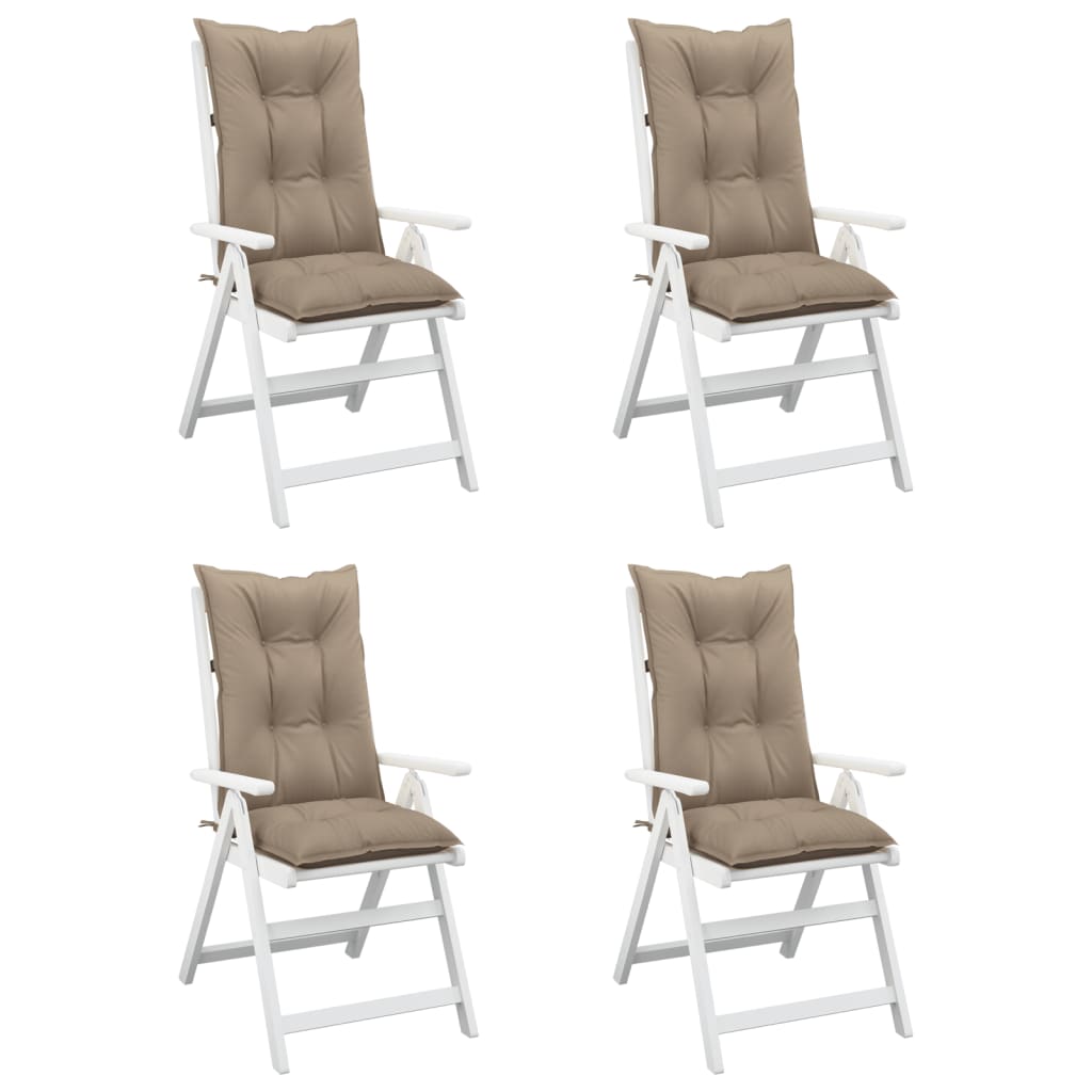 Garden Highback Chair Cushions 4 pcs Taupe 120x50x7 cm Fabric