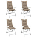 Garden Highback Chair Cushions 4 pcs Taupe 120x50x7 cm Fabric - Side View