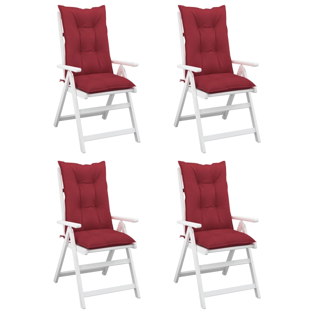 Garden Highback Chair Cushions 4 pcs Wine Red 120x50x7 cm Fabric