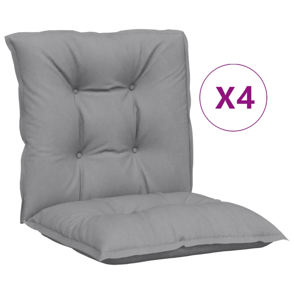 Garden Lowback Chair Cushions 4 pcs Grey 100x50x7 cm Fabric