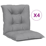 Garden Lowback Chair Cushions 4 pcs Grey 100x50x7 cm Fabric - Front View
