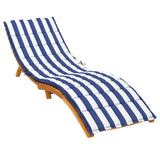 Sun Lounger Cushion Blue&White Stripe Oxford Fabric - Side View