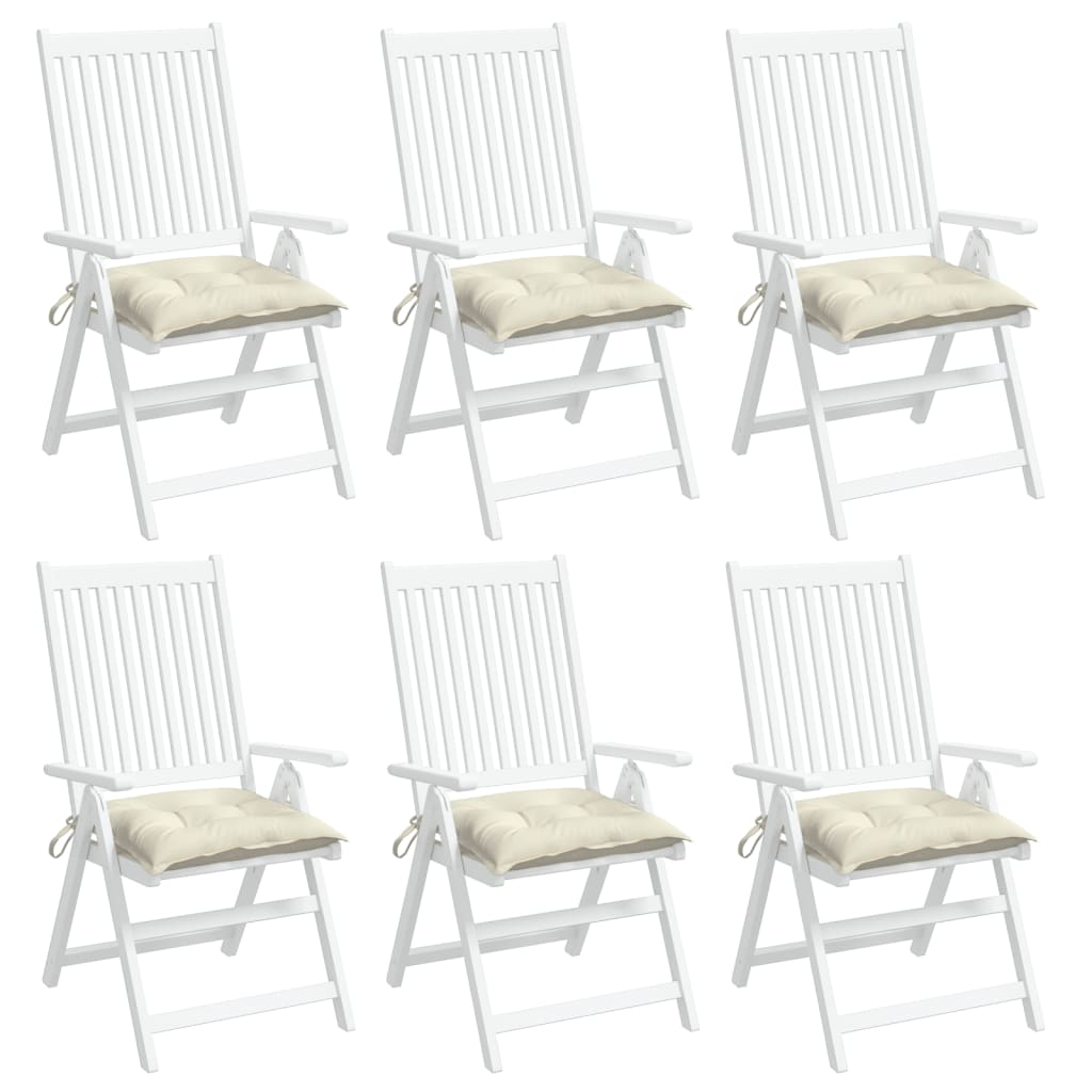 Chair Cushions 6 pcs Cream White 40x40x7 cm Oxford Fabric