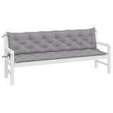 Garden Bench Cushions 2pcs Grey 200x50x7cm Oxford Fabric - Side View