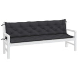 Garden Bench Cushions 2pcs Black 200x50x7cm Oxford Fabric - Side View