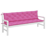 Garden Bench Cushions 2pcs Pink 200x50x7cm Fabric - Top-Down View