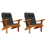 Adirondack Chair Cushions 2 pcs Black Oxford Fabric - Top-Down View