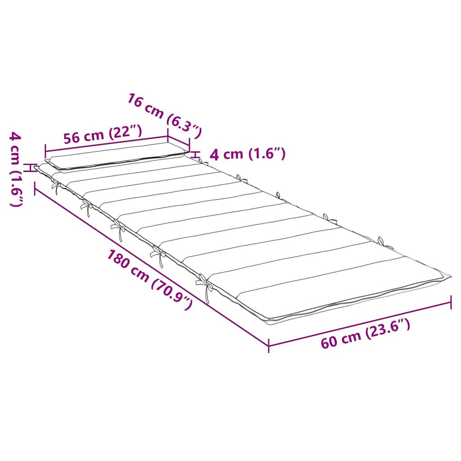 Sun Lounger Cushion Anthracite 180x60x4 cm Oxford Fabric