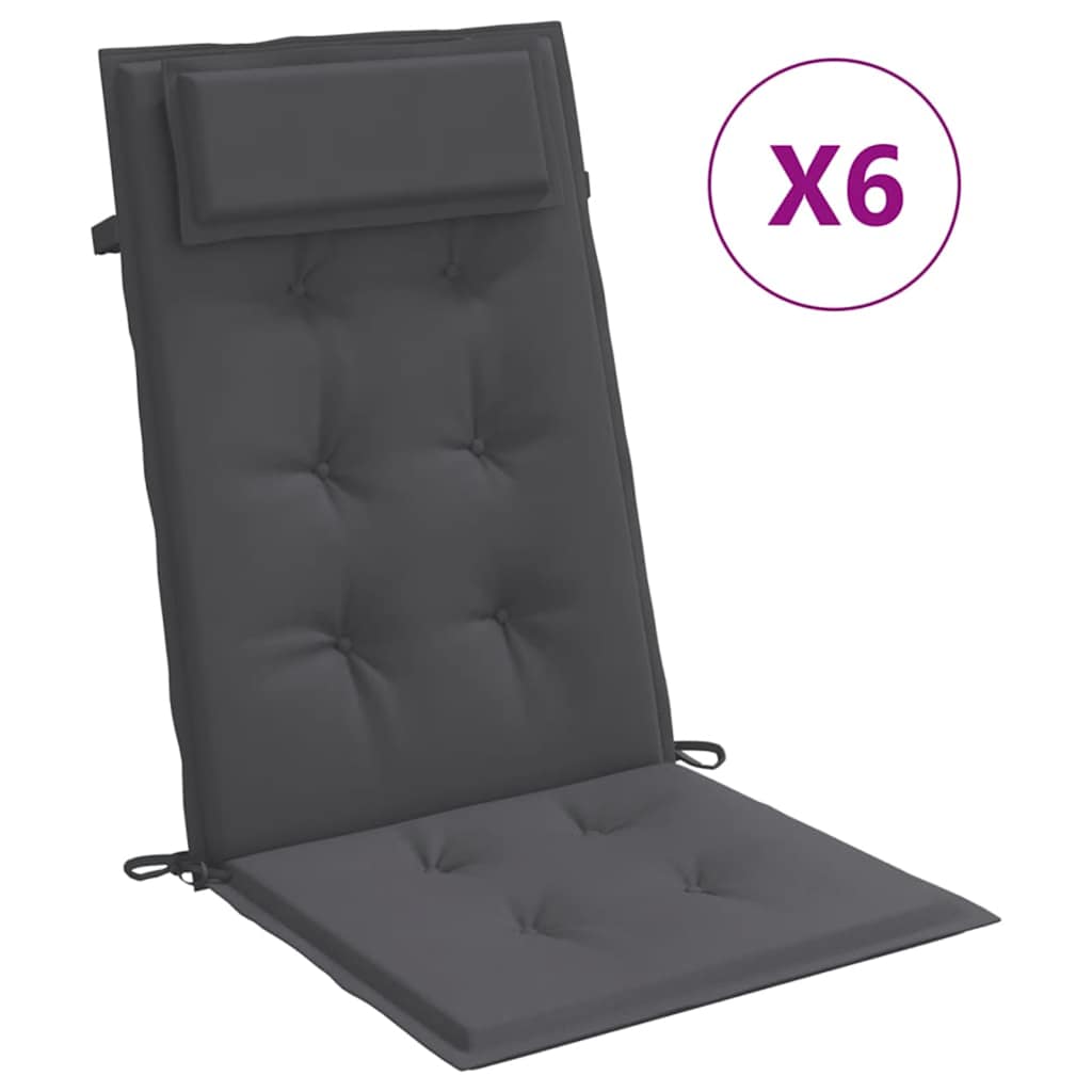 Highback Chair Cushions 6 pcs Anthracite Oxford Fabric