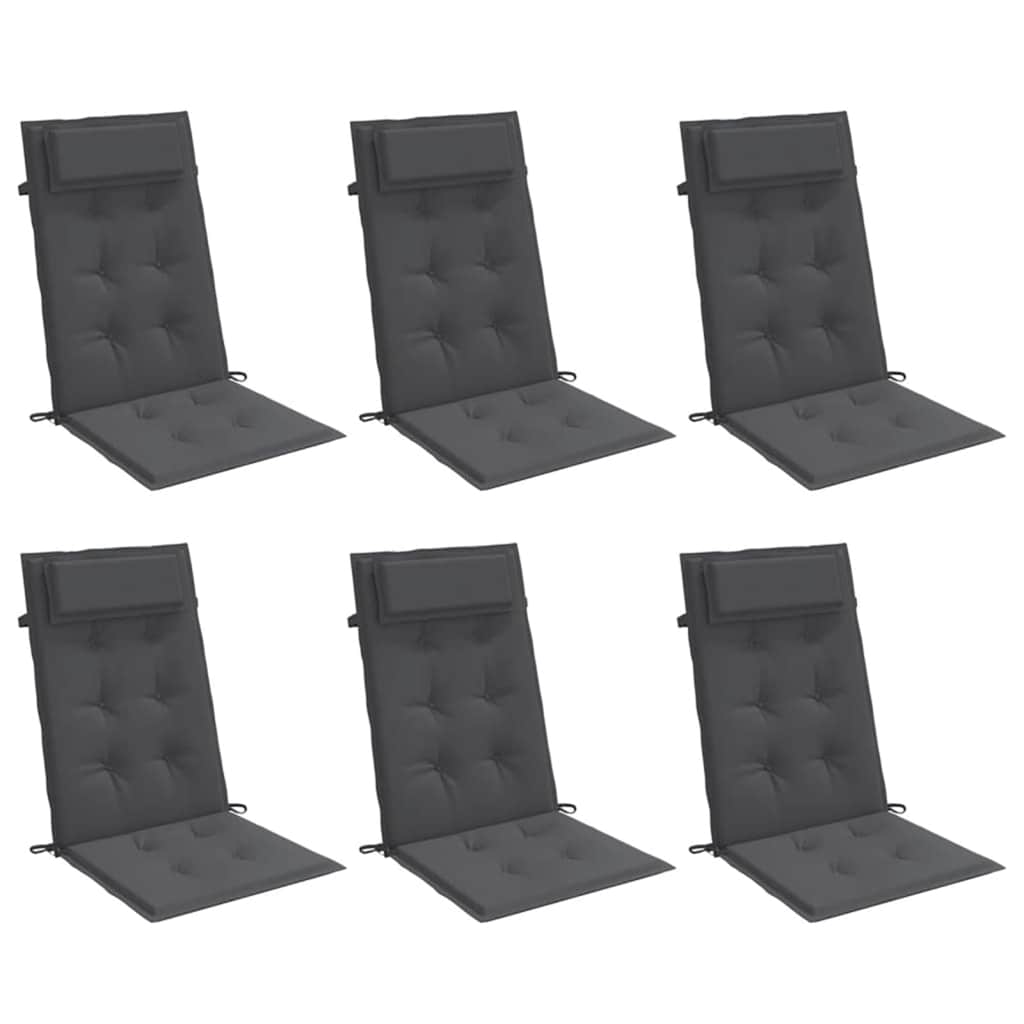 Highback Chair Cushions 6 pcs Anthracite Oxford Fabric