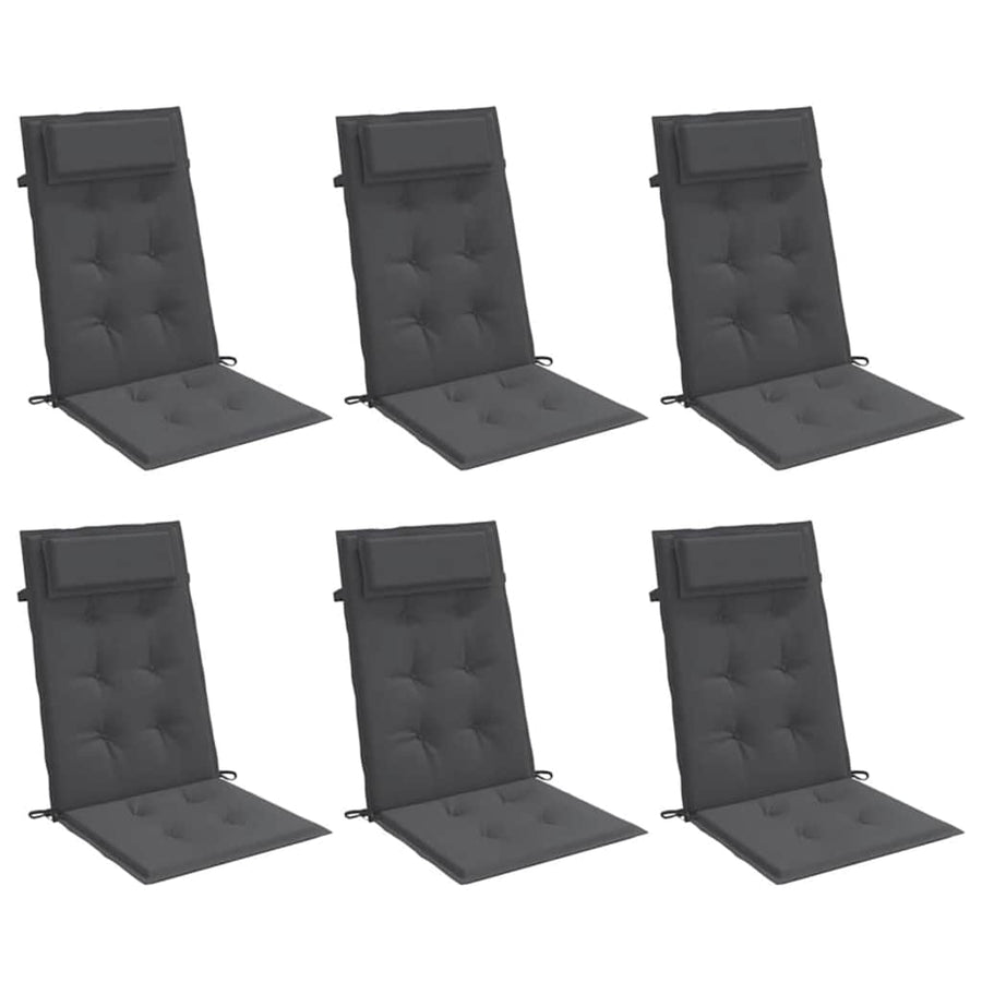 Highback Chair Cushions 6 pcs Anthracite Oxford Fabric