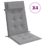 Highback Chair Cushions 4 pcs Grey Oxford Fabric - Front View