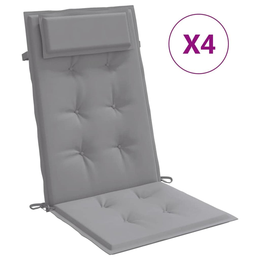 Highback Chair Cushions 4 pcs Grey Oxford Fabric