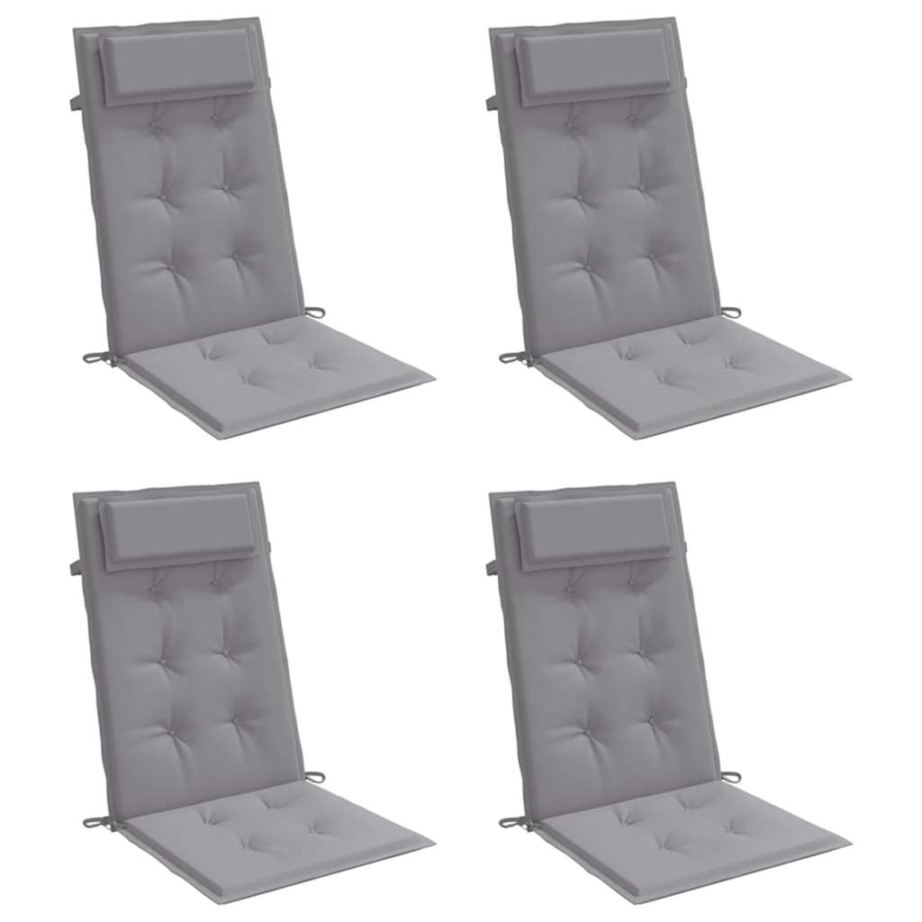 Highback Chair Cushions 4 pcs Grey Oxford Fabric