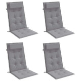 Highback Chair Cushions 4 pcs Grey Oxford Fabric - Side View