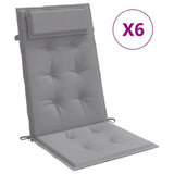 Highback Chair Cushions 6 pcs Grey Oxford Fabric - Front View