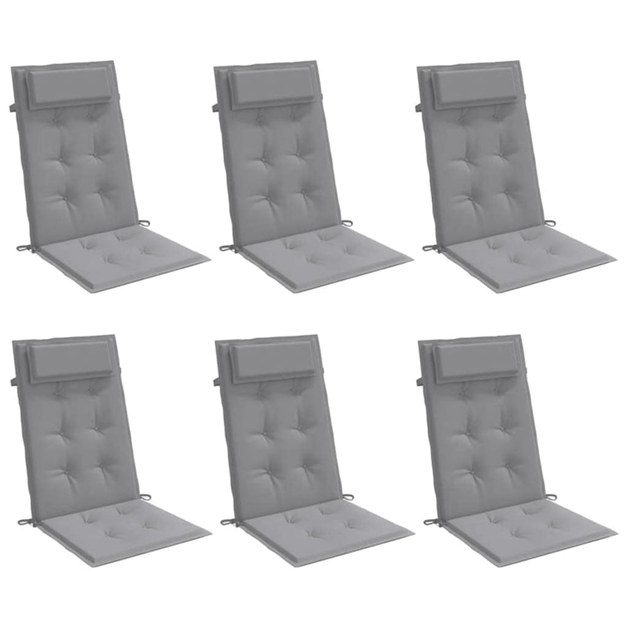 Highback Chair Cushions 6 pcs Grey Oxford Fabric