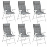 Highback Chair Cushions 6 pcs Grey Oxford Fabric - Top-Down View