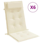 Highback Chair Cushions 6 pcs Cream Oxford Fabric