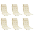 Highback Chair Cushions 6 pcs Cream Oxford Fabric