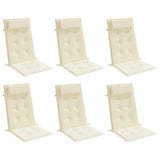 Highback Chair Cushions 6 pcs Cream Oxford Fabric - Side View