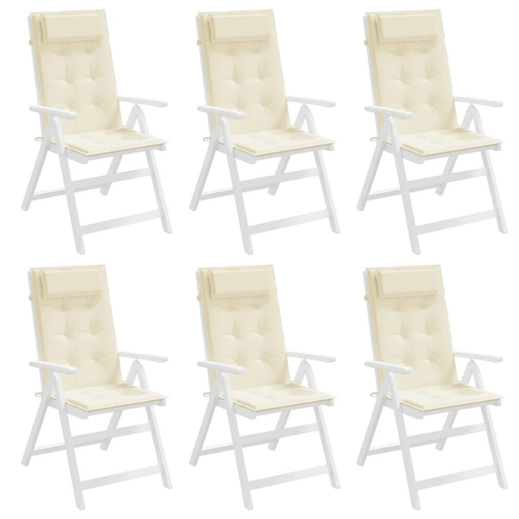 Highback Chair Cushions 6 pcs Cream Oxford Fabric