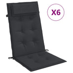 Highback Chair Cushions 6 pcs Black Oxford Fabric