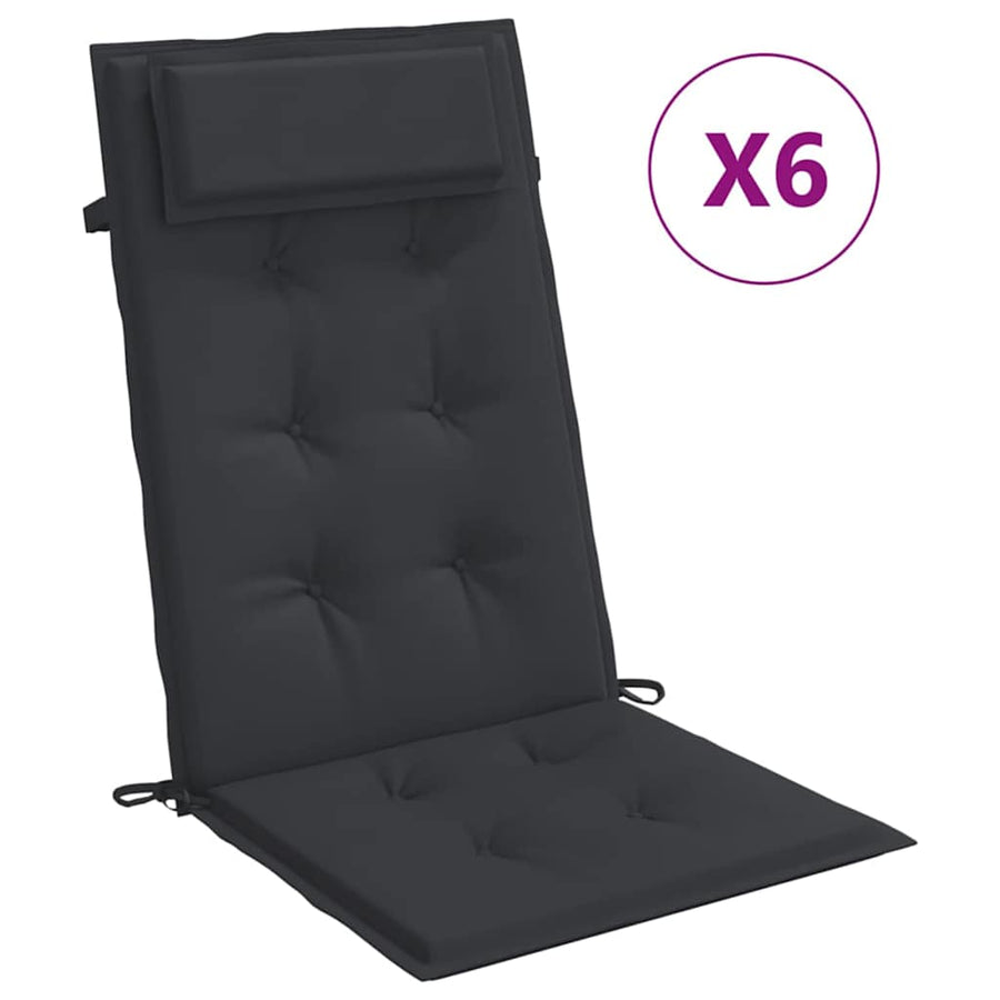 Highback Chair Cushions 6 pcs Black Oxford Fabric