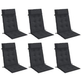 Highback Chair Cushions 6 pcs Black Oxford Fabric - Side View