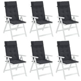 Highback Chair Cushions 6 pcs Black Oxford Fabric - Top-Down View