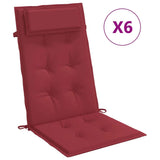Highback Chair Cushions 6 pcs Wine Red Oxford Fabric