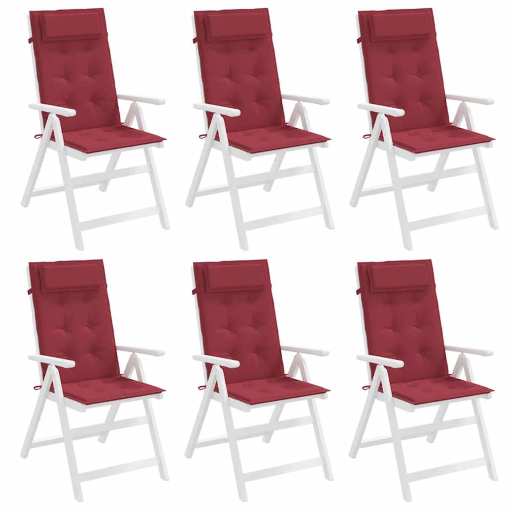 Highback Chair Cushions 6 pcs Wine Red Oxford Fabric