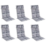 Highback Chair Cushions 6 pcs Grey Check Oxford Fabric