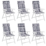 Highback Chair Cushions 6 pcs Grey Check Oxford Fabric - Top-Down View