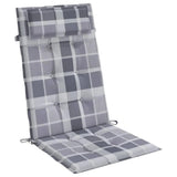 Highback Chair Cushions 6 pcs Grey Check Oxford Fabric - 45-Degree Angle