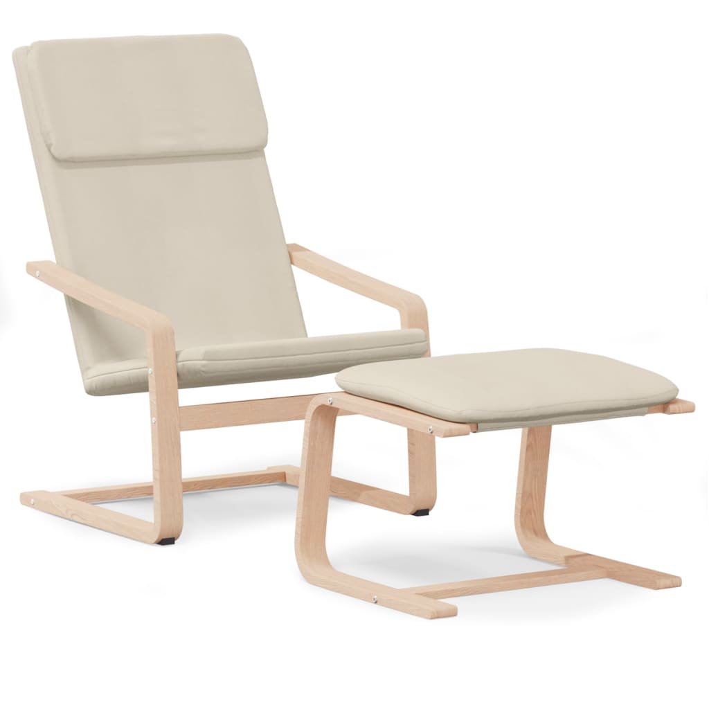 Relaxing Chair with Footstool Cream Fabric