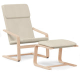 Relaxing Chair with Footstool Cream Fabric