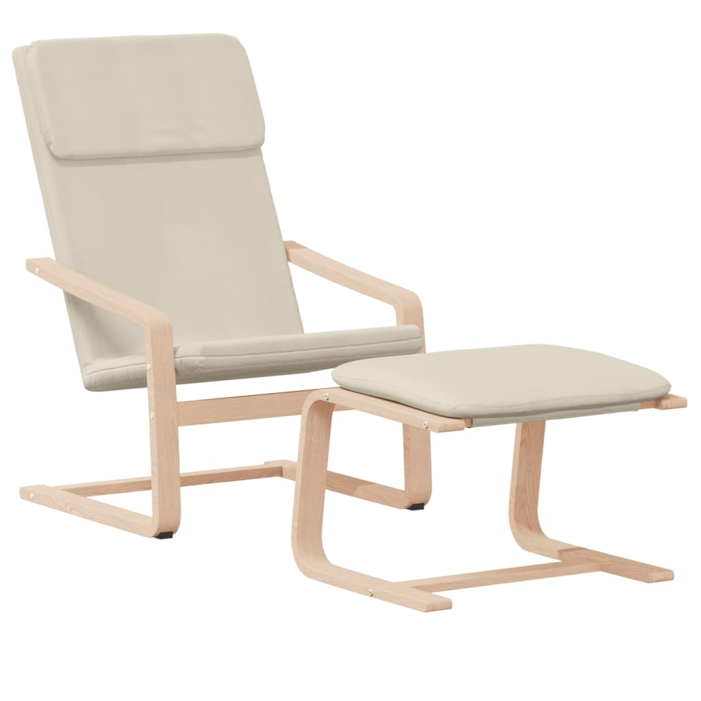 Relaxing Chair with Footstool Cream Fabric
