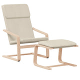 Relaxing Chair with Footstool Cream Fabric