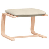 Relaxing Chair with Footstool Cream Fabric - Close-Up Angle