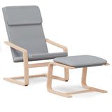 Relaxing Chair with Footstool Light Grey Fabric