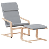Relaxing Chair with Footstool Light Grey Fabric