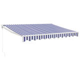 Retractable Awning Blue and White 3x2.5 m Fabric and Aluminium