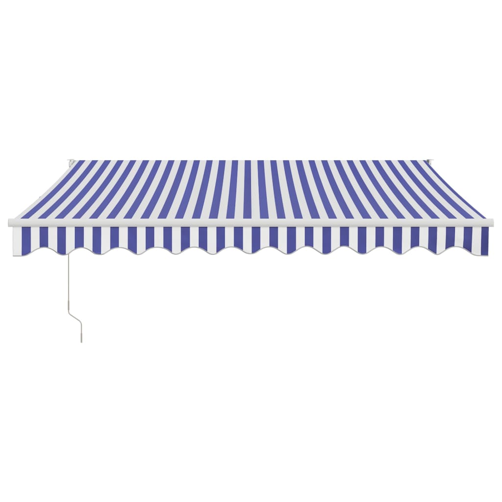 Retractable Awning Blue and White 3x2.5 m Fabric and Aluminium