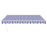 Retractable Awning Blue and White 3x2.5 m Fabric and Aluminium